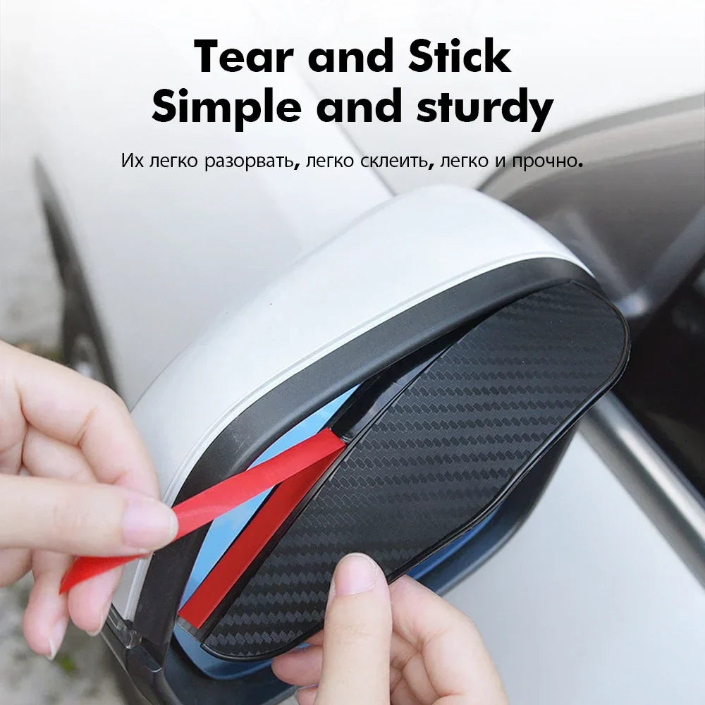 2PCS Car Rearview Mirror Rain Eyebrow Carbon Fiber Sun Visor Shade Cover Protector Clear Vision for Rain Car Mirror Accessories